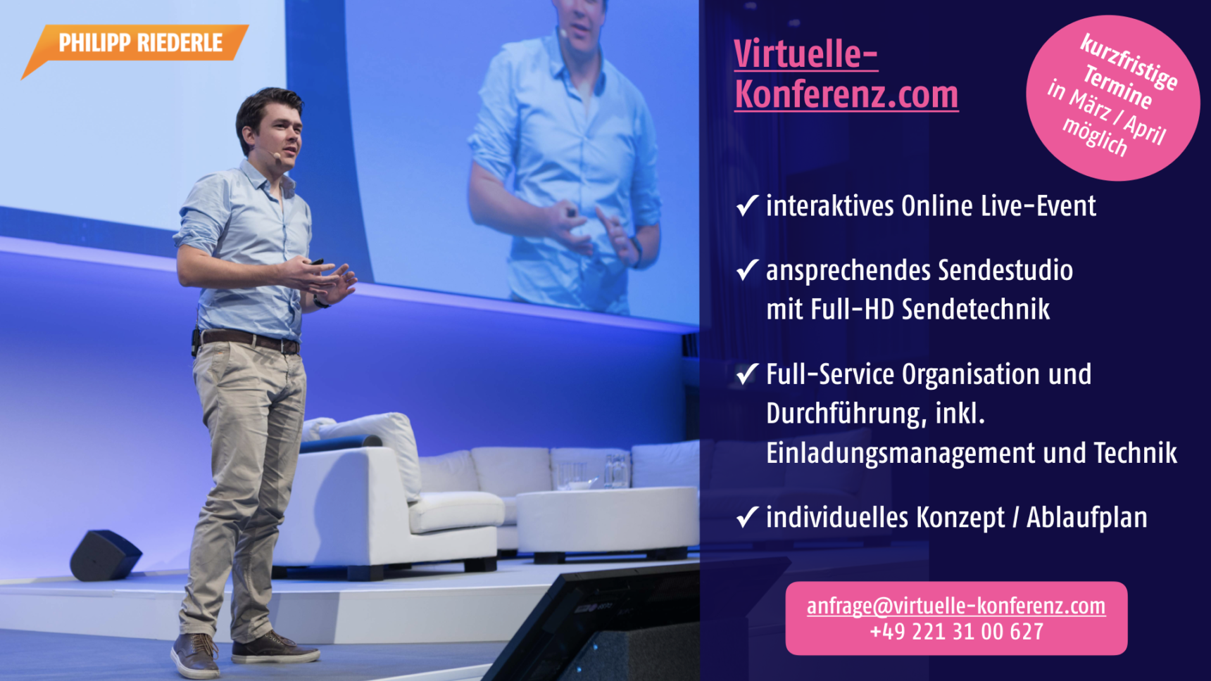 Virtuelle Konferenz mit Philipp Riederle